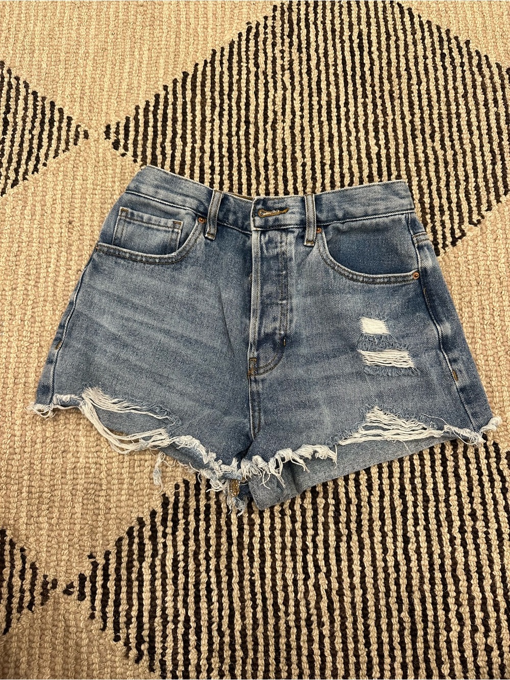 PacSun Light Blue Distressed High-Rise Denim Shorts